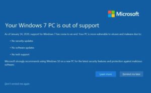 Windows 7 PC Out of Support